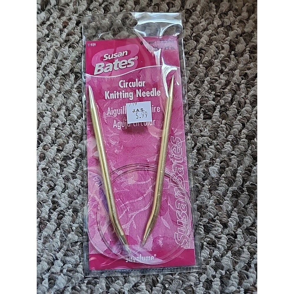 Susan Bates 29 in circular Silvalume knitting needle size 10 US